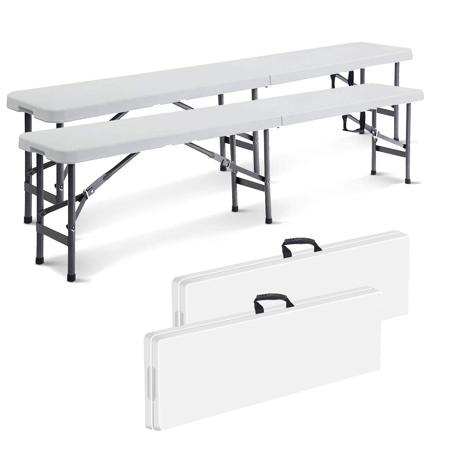 Todeco Folding Bench 183x30x43cm White – Capacity, Sturdy.
