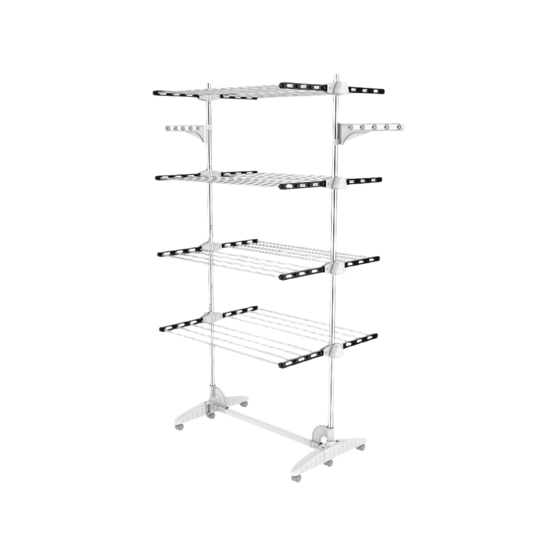 Laundry-Drying-Rack-4-Shelves-Black-Laundry-Drying-Rack-4-Shelves-Black-White-with-wings-Material-Stainless-steel-tubes