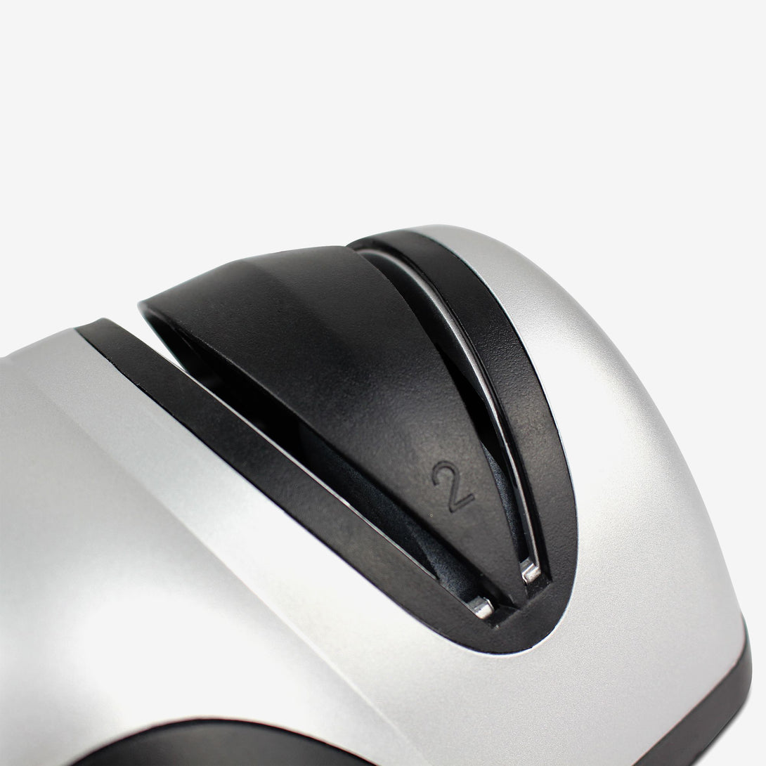 Electric-Knife-Sharpener-Two-Level-Sharpener-Black-Silver-Material-ABS-Plastic