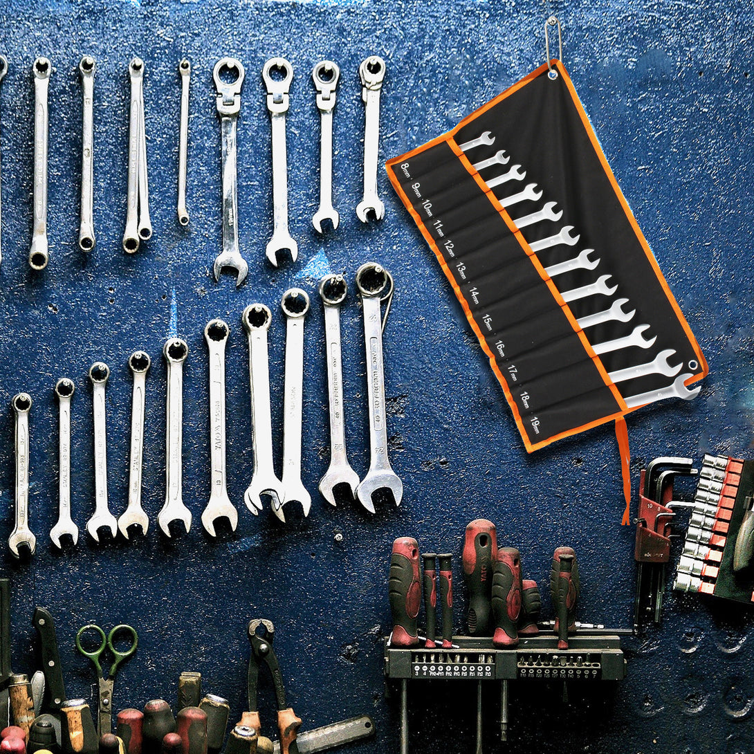 Todeco-Combination-Wrench-Set-with-Carry-Bag-12-Pieces-Ratchet-Spanners-Combination-Wrench-8-19-mm-Metric-Wrench-Set