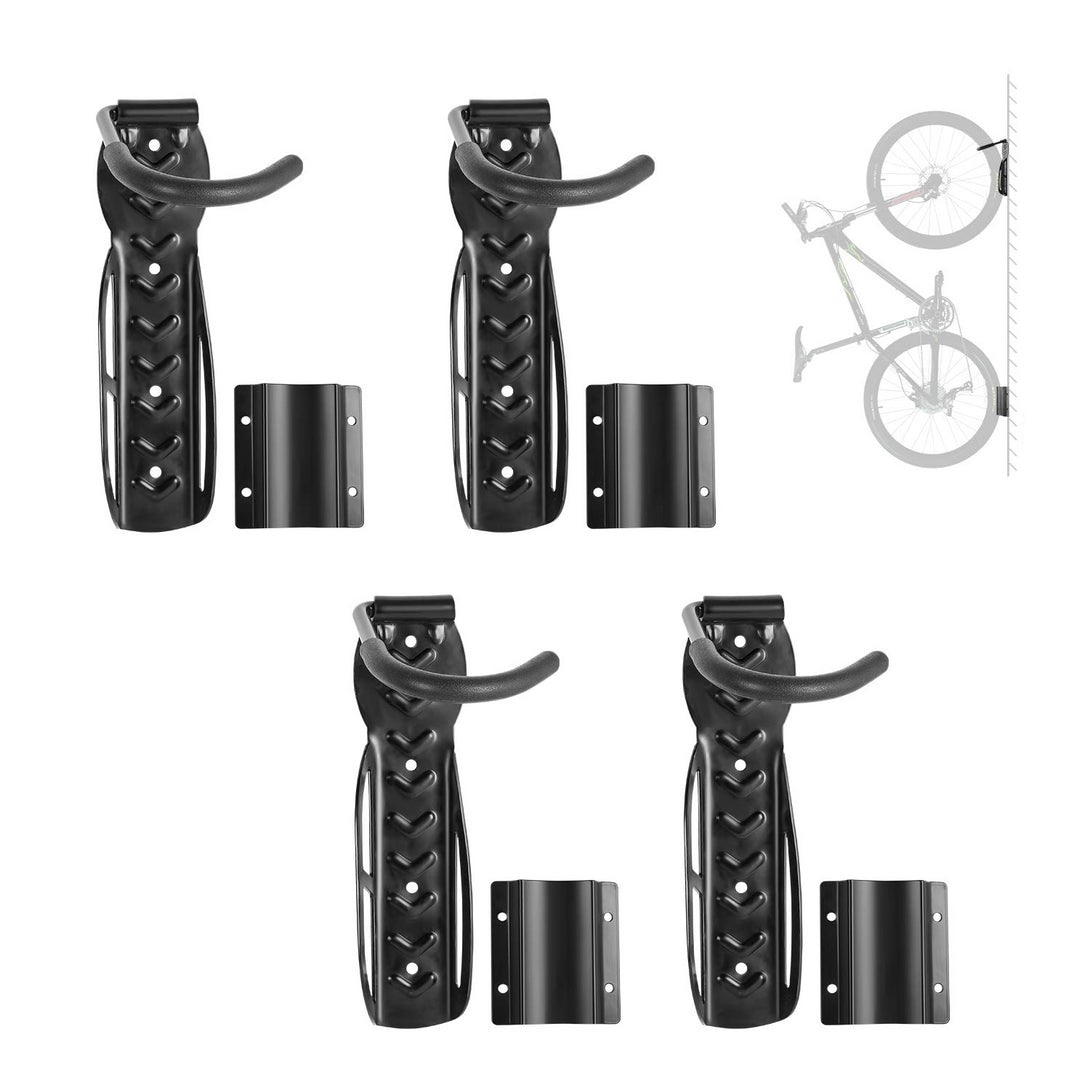 Todeco-Set-of-4-Wall-Mounted-Bike-Rack-Wall-Mount-Bike-Hook-with-Rear-Wheel-Support-Bike-Rack-Hook-for-Home-Garage-Storage-Suitable-for-Wheels-up-to-Approx-5cm
