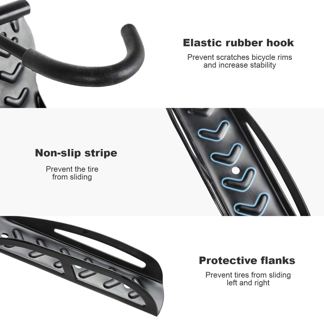 Todeco-Set-of-4-Wall-Mounted-Bike-Rack-Wall-Mount-Bike-Hook-with-Rear-Wheel-Support-Bike-Rack-Hook-for-Home-Garage-Storage-Suitable-for-Wheels-up-to-Approx-5cm