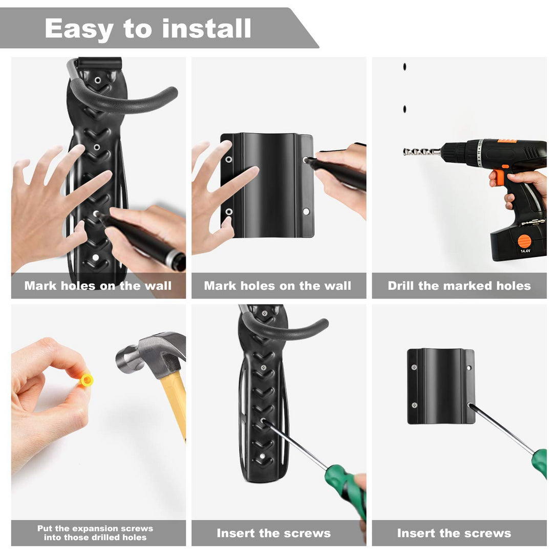 Todeco-Set-of-4-Wall-Mounted-Bike-Rack-Wall-Mount-Bike-Hook-with-Rear-Wheel-Support-Bike-Rack-Hook-for-Home-Garage-Storage-Suitable-for-Wheels-up-to-Approx-5cm