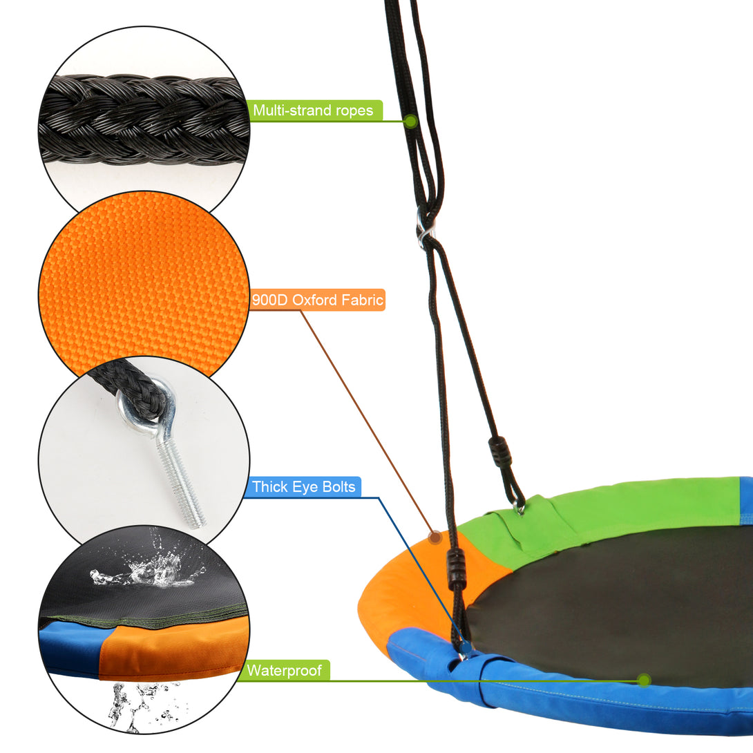 Leogreen-Bird-s-Nest-Swing-Round-Tree-Swing-Garden-Swing-with-Hanging-Straps-Set-for-Kids-Friends-Outdoor-Adult-Diameter-100cm-Max-Weight-300kg-Multicolor
