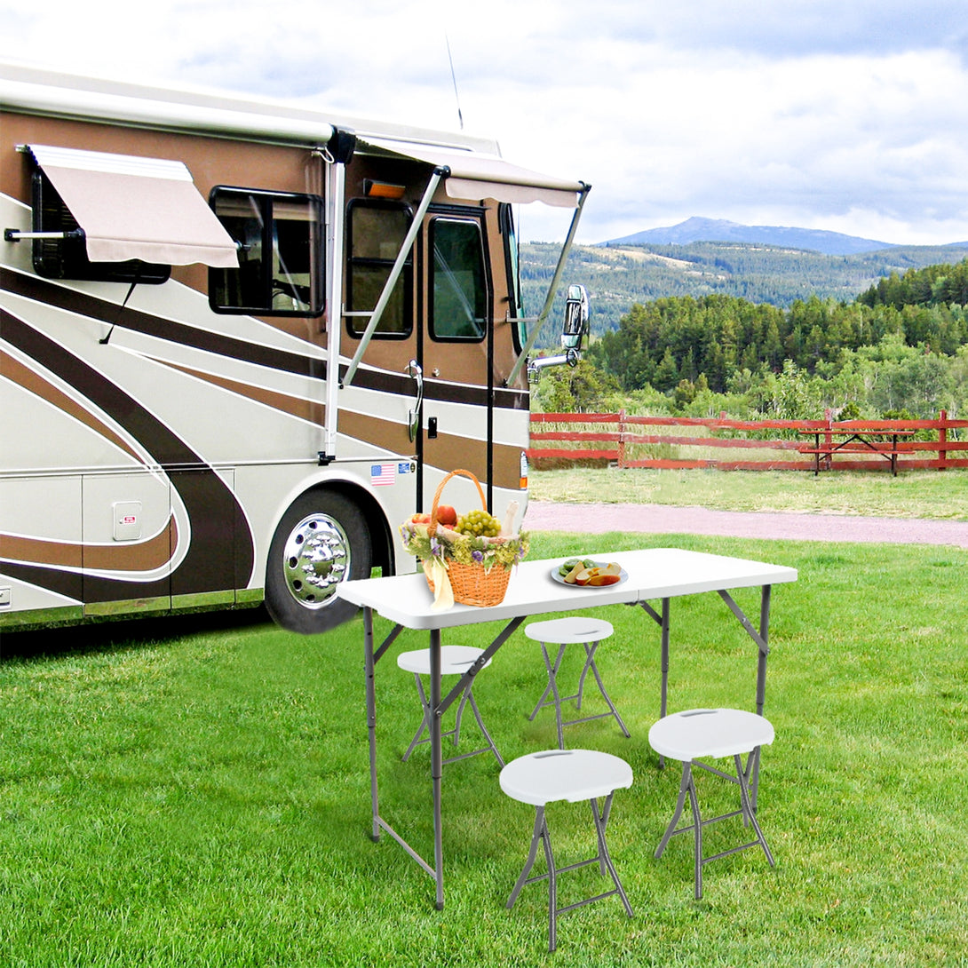 Folding-Stool-Set-of-4-with-Plastic-Handle-Bathroom-Stool-Outdoor-Folding-Stool-for-Garden-Camping-Folding-Living-Room-Stools-Maximum-Load-300-kg-33x29x46cm-White-Folding-Stool-Set-of-4