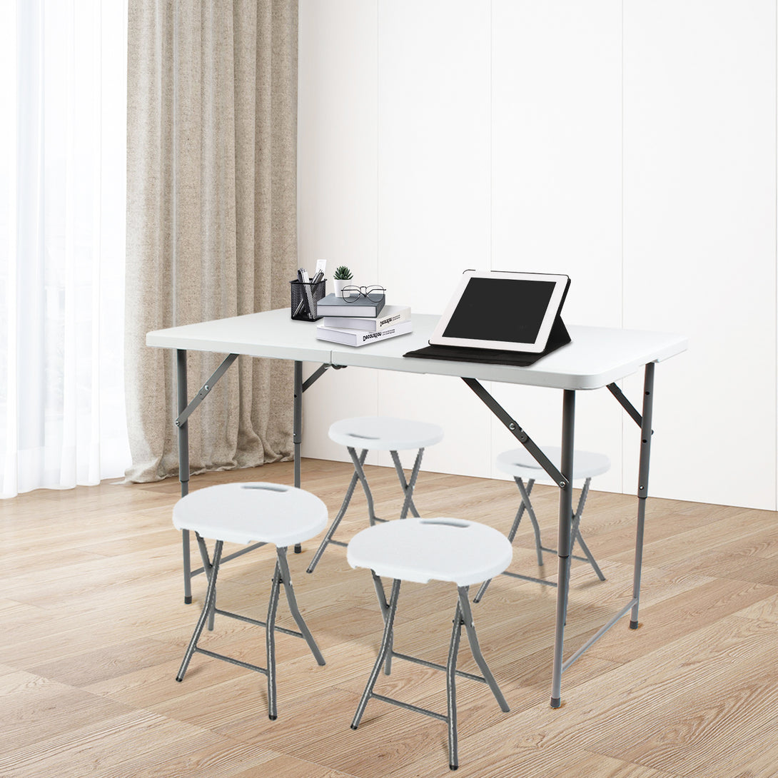 Folding-Stool-Set-of-4-with-Plastic-Handle-Bathroom-Stool-Outdoor-Folding-Stool-for-Garden-Camping-Folding-Living-Room-Stools-Maximum-Load-300-kg-33x29x46cm-White-Folding-Stool-Set-of-4