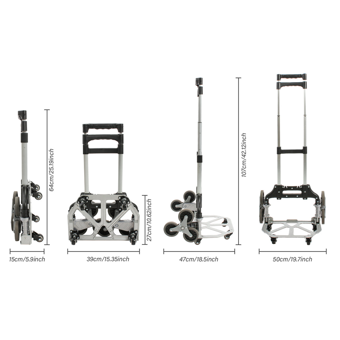 Todeco-Lightweight-Folding-Aluminum-Hand-Truck-with-10-Wheels-Foldable-Moving-Cart-with-Expansion-Ropes-Height-Adjustment-4X-Four-Universal-Wheels-Transport-Cart-Load-80kg-Lightweight-Folding-Aluminum-Hand-Truck-with-10-Wheels