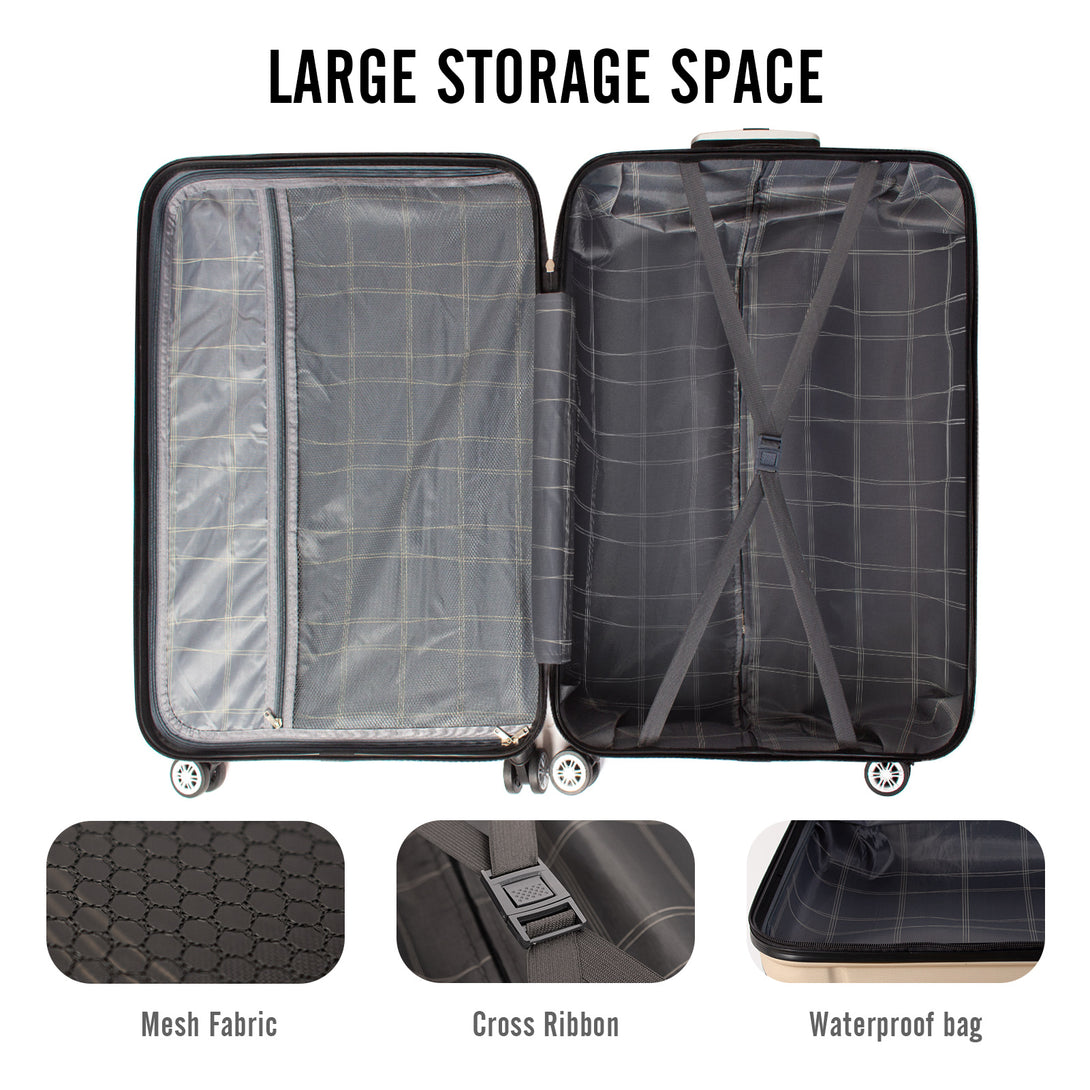 Todeco-Large-Size-Suitcase-78cm-Travel-Suitcase-Rigid-and-Lightweight-ABS-Travel-Suitcase-on-Wheels-Suitcases-4-Double-Wheels-78x51x28cm-Champagne-Large-Size-Suitcase-78cm-Champagne