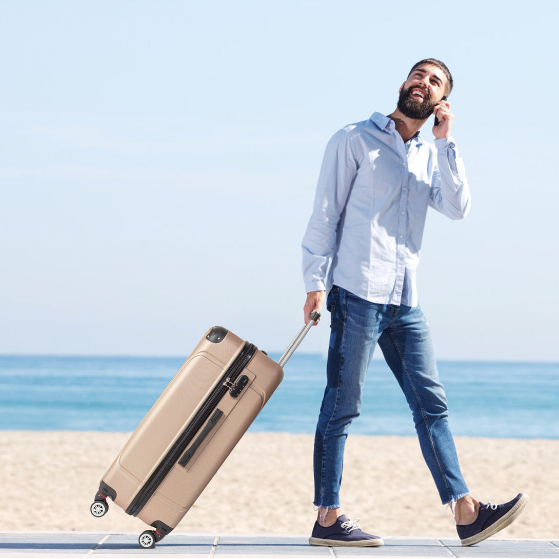 Todeco-Large-Size-Suitcase-78cm-Travel-Suitcase-Rigid-and-Lightweight-ABS-Travel-Suitcase-on-Wheels-Suitcases-4-Double-Wheels-78x51x28cm-Champagne-Large-Size-Suitcase-78cm-Champagne