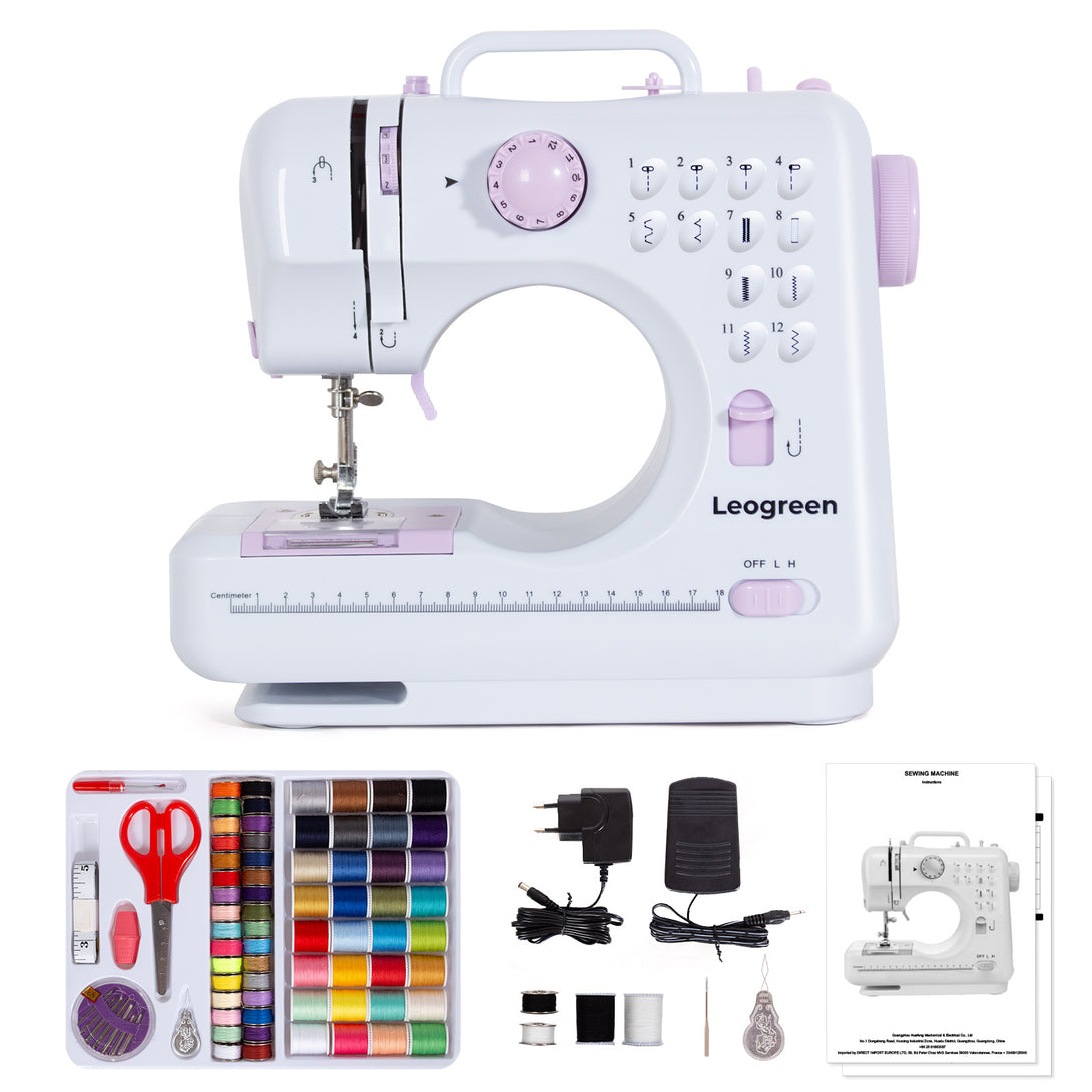 Todeco-Electric-Sewing-Machine-Beginner-Sewing-Machine-with-12-Sewing-Programs-with-Sewing-Kit-and-Pedals-for-Beginners-Parents-and-Children-Purple-Electric-Sewing-Machine-Purple