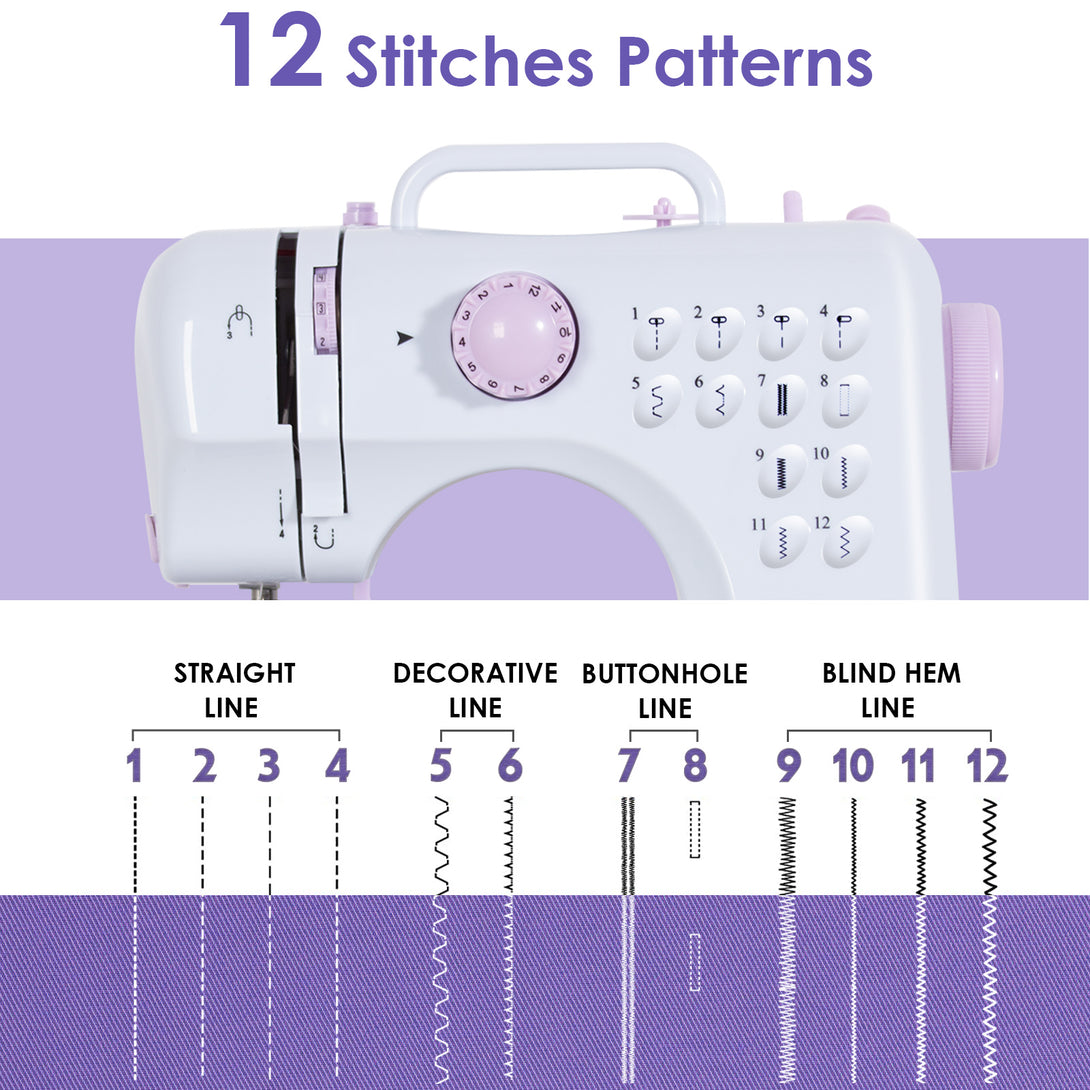 Todeco-Electric-Sewing-Machine-Beginner-Sewing-Machine-with-12-Sewing-Programs-with-Sewing-Kit-and-Pedals-for-Beginners-Parents-and-Children-Purple-Electric-Sewing-Machine-Purple