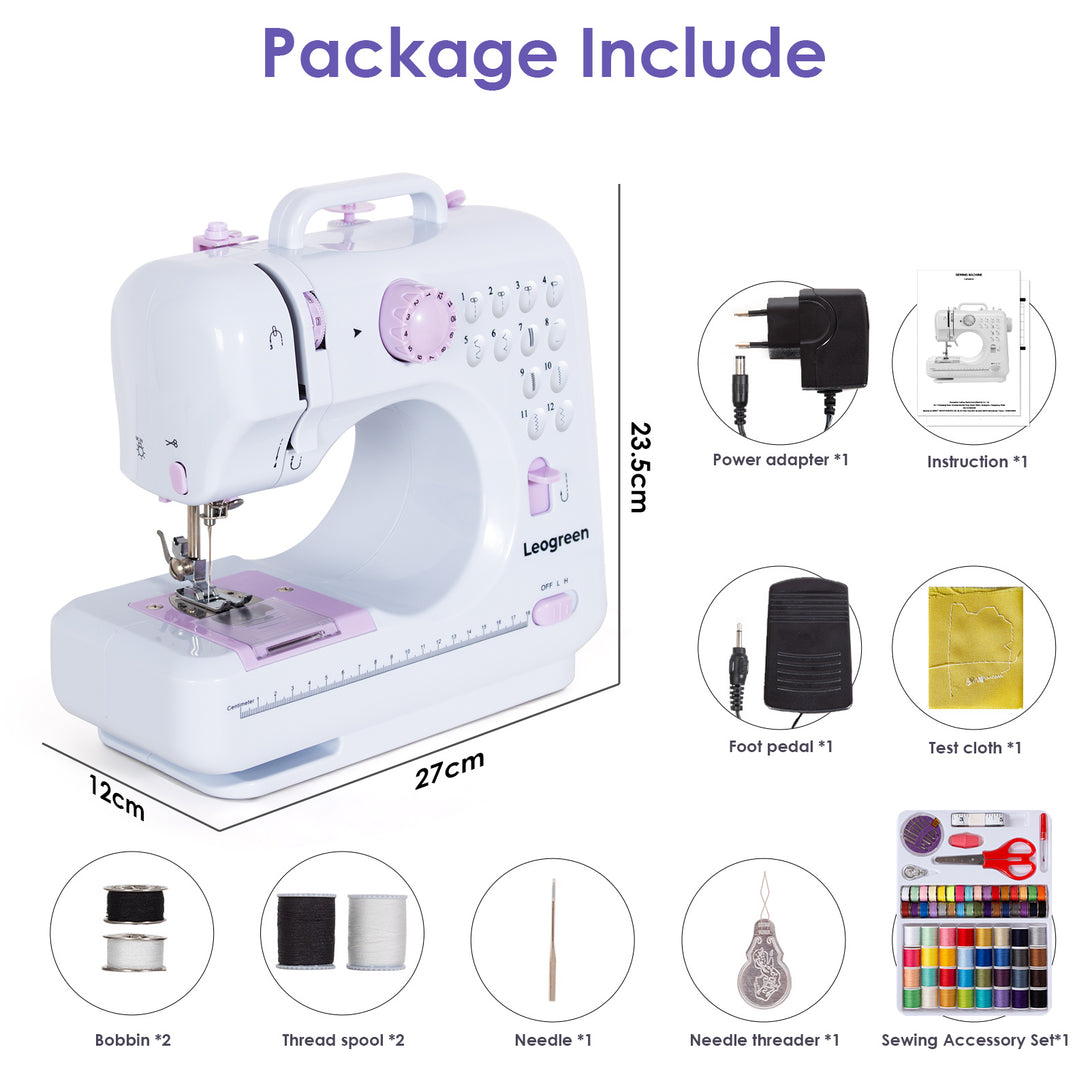 Todeco-Electric-Sewing-Machine-Beginner-Sewing-Machine-with-12-Sewing-Programs-with-Sewing-Kit-and-Pedals-for-Beginners-Parents-and-Children-Purple-Electric-Sewing-Machine-Purple