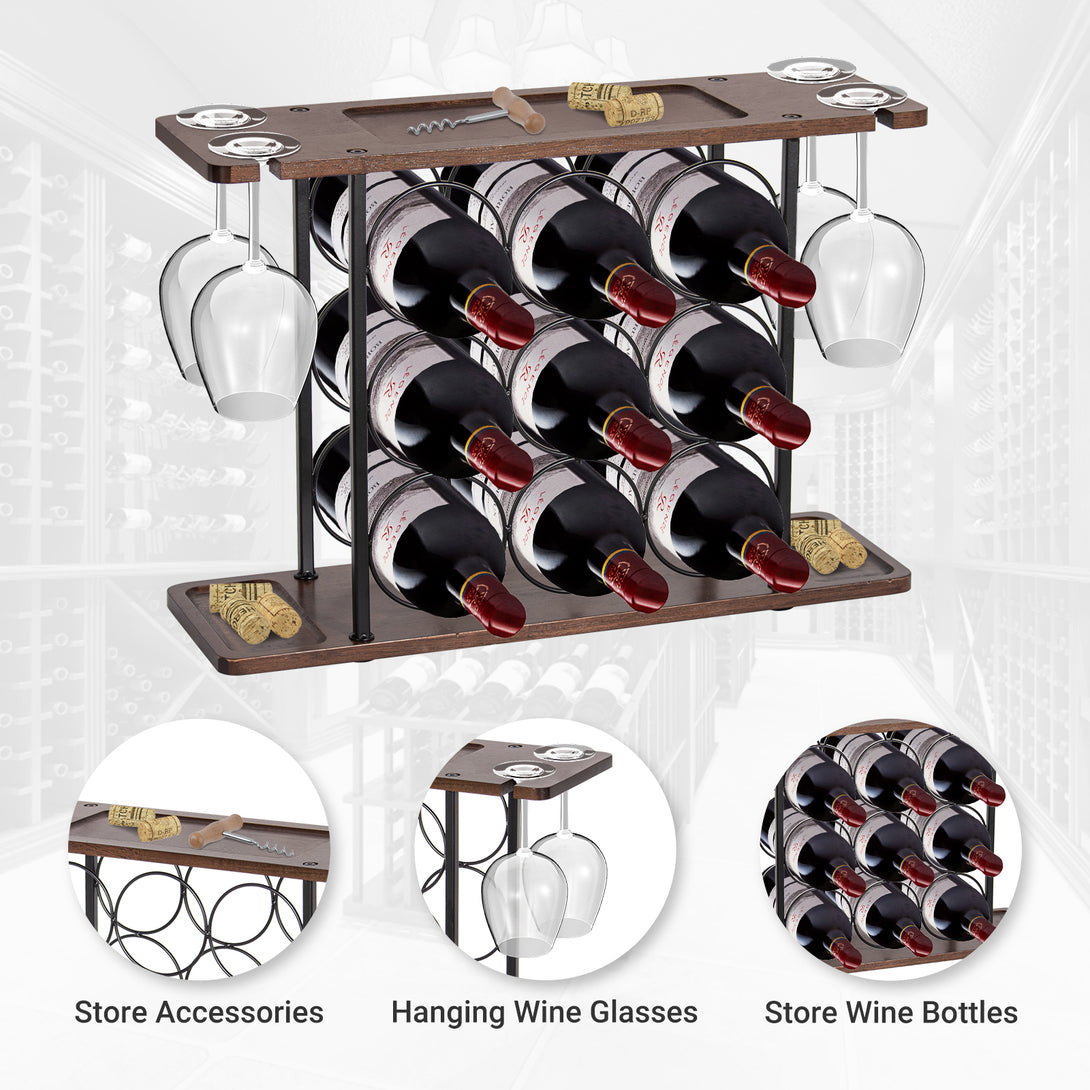Todeco-Wine-Bottle-Rack-Metal-Bottle-Shelf-Wine-Rack-for-9-Bottles-Wine-Shelf-for-Kitchen-Bar-Dining-Room-Wine-Bottle-Rack-Metal-Bottle-Shelf