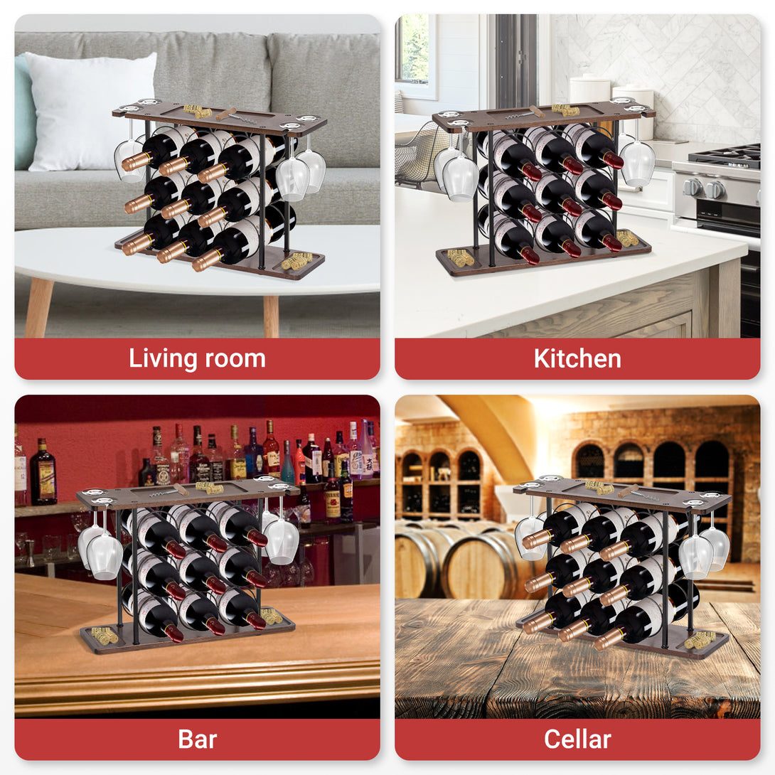 Todeco-Wine-Bottle-Rack-Metal-Bottle-Shelf-Wine-Rack-for-9-Bottles-Wine-Shelf-for-Kitchen-Bar-Dining-Room-Wine-Bottle-Rack-Metal-Bottle-Shelf