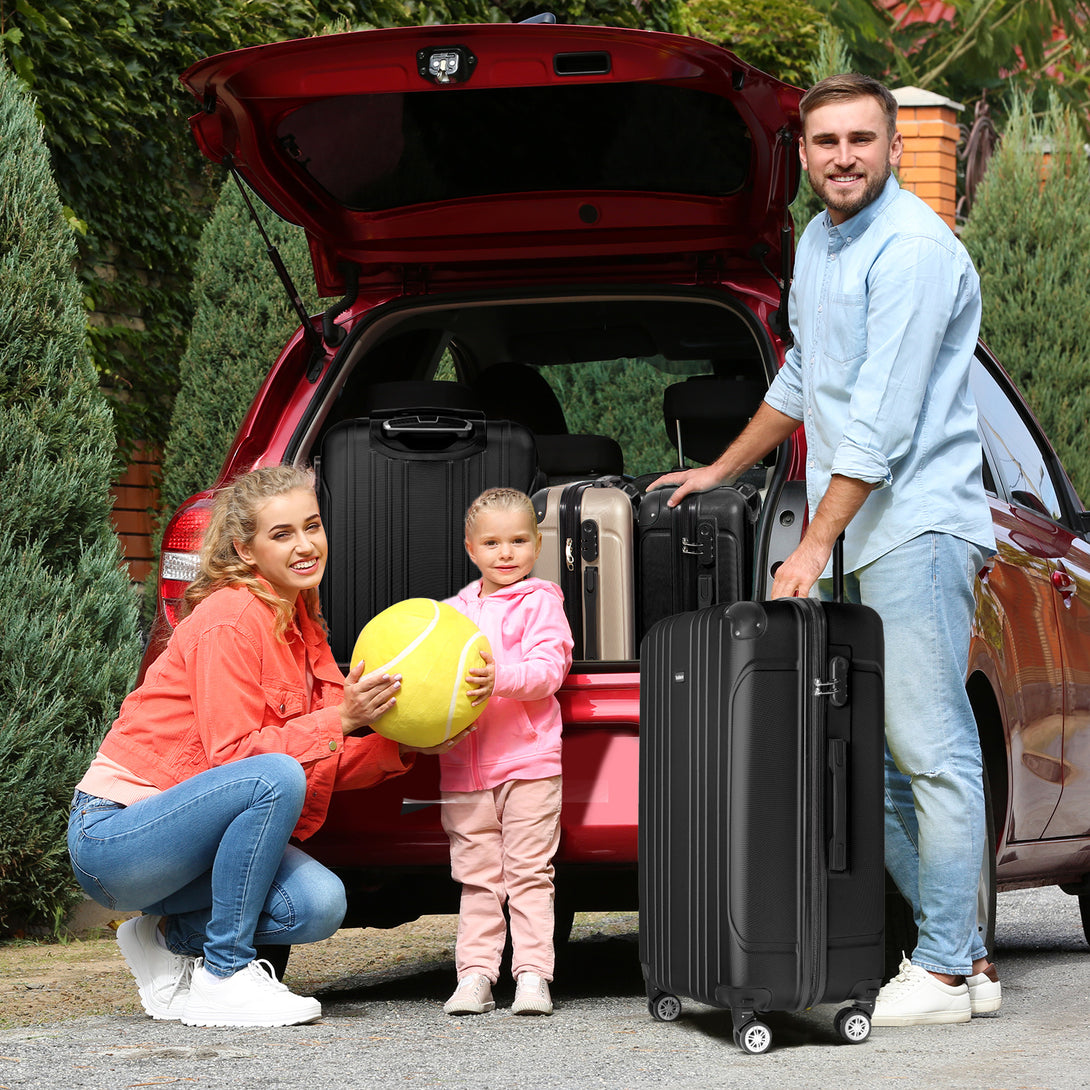 Todeco-Set-of-3-Rigid-Travel-Suitcases-55-68-78cm-Rigid-and-Lightweight-ABS-Travel-Suitcase-with-Wheels-Suitcases-4-Double-Wheels-Black-Set-of-3-Rigid-Travel-Suitcases-55-68-78cm-Black