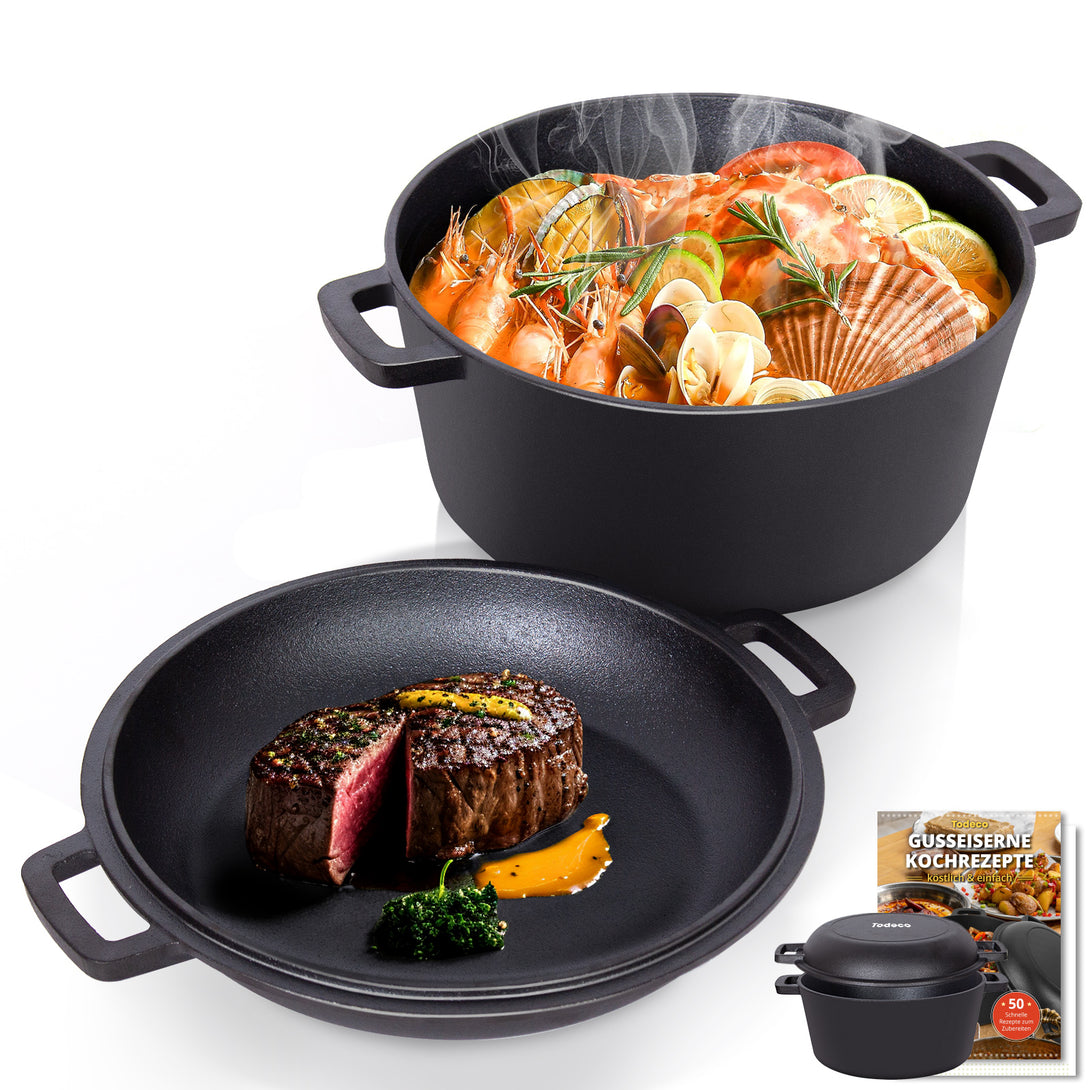2-in-1-Cast-Iron-Pot-with-Pan-Lid-5L-Dual-Function-Cast-Iron-Saucepan-Frying-Pan-Pre-Seasoned-Dutch-Oven-with-Recipe-for-Cooking-Camping-BBQ-Roasting-or-Braising-2-in-1-Cast-Iron-Pot-with-Pan-Lid