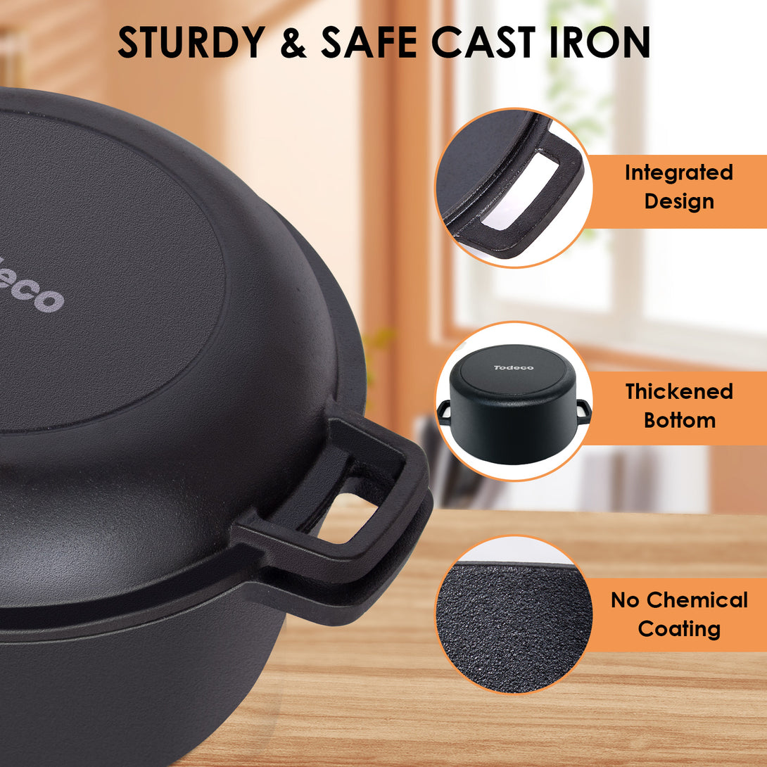 2-in-1-Cast-Iron-Pot-with-Pan-Lid-5L-Dual-Function-Cast-Iron-Saucepan-Frying-Pan-Pre-Seasoned-Dutch-Oven-with-Recipe-for-Cooking-Camping-BBQ-Roasting-or-Braising-2-in-1-Cast-Iron-Pot-with-Pan-Lid