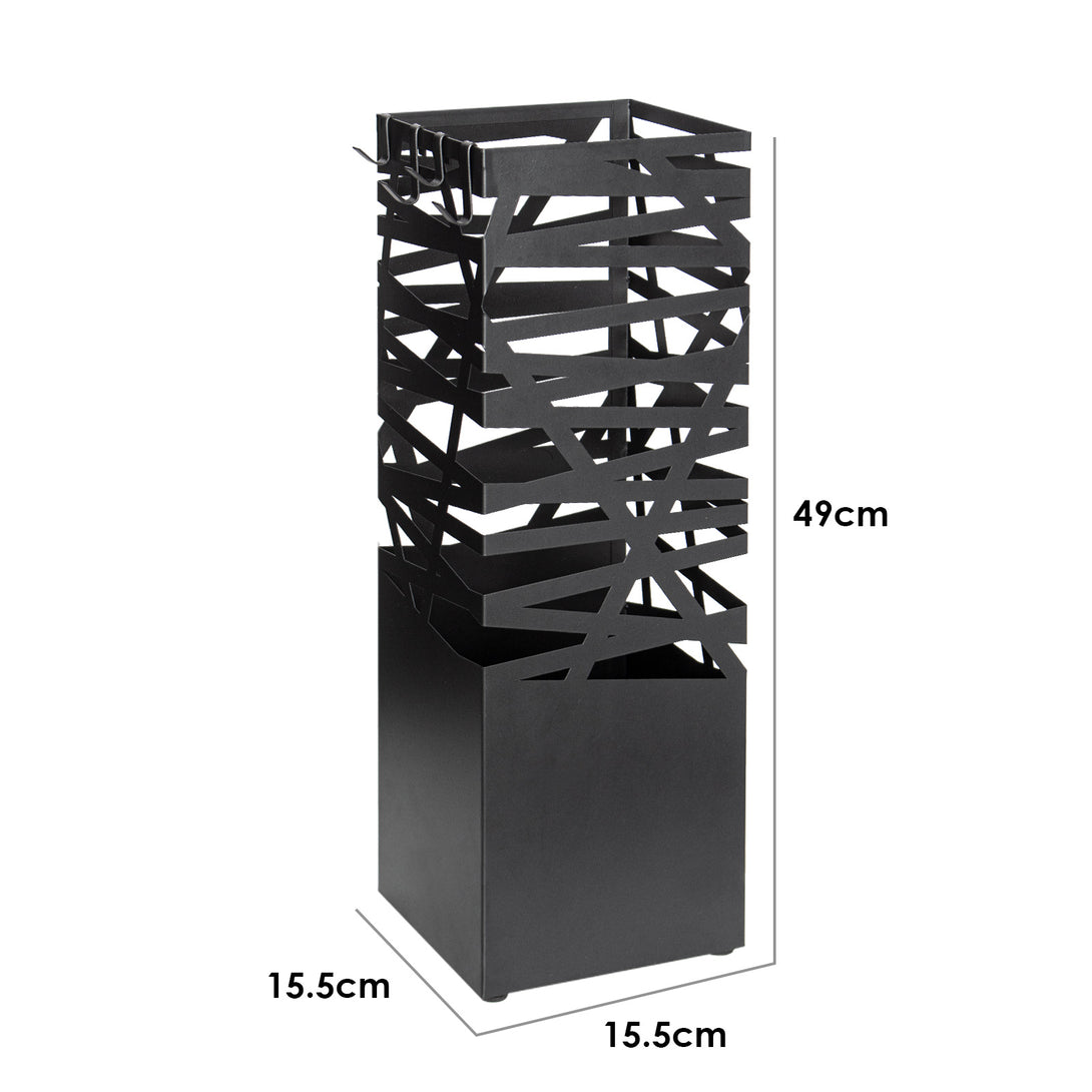 Square-Metal-Umbrella-Stand-Umbrella-Stand-with-4-Hooks-and-Removable-Drip-Tray-Openwork-Patterns-for-Entrance-Home-Office-Black-Square-Metal-Umbrella-Stand