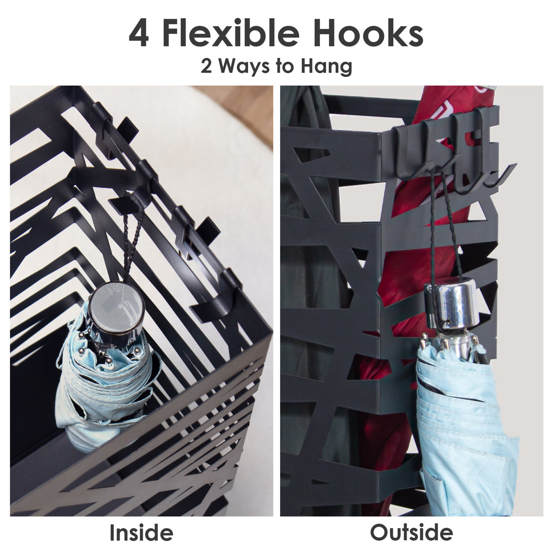 Square-Metal-Umbrella-Stand-Umbrella-Stand-with-4-Hooks-and-Removable-Drip-Tray-Openwork-Patterns-for-Entrance-Home-Office-Black-Square-Metal-Umbrella-Stand