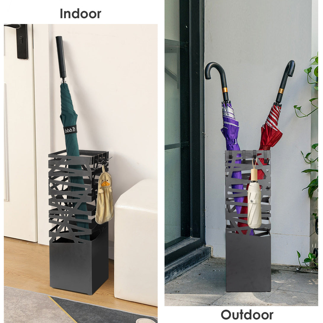Square-Metal-Umbrella-Stand-Umbrella-Stand-with-4-Hooks-and-Removable-Drip-Tray-Openwork-Patterns-for-Entrance-Home-Office-Black-Square-Metal-Umbrella-Stand