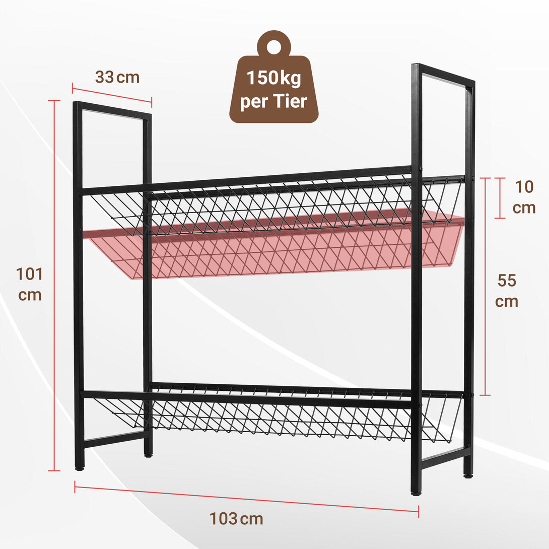 Beverage-Shelf-with-Wire-Mesh-Support-Height-Adjustable-Beverage-Crate-Holder-for-6-8-Crates-Beverage-Crate-Shelf-with-Adjustable-Feet-Beverage-Shelf