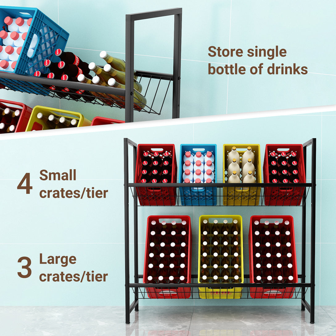 Beverage-Shelf-with-Wire-Mesh-Support-Height-Adjustable-Beverage-Crate-Holder-for-6-8-Crates-Beverage-Crate-Shelf-with-Adjustable-Feet-Beverage-Shelf