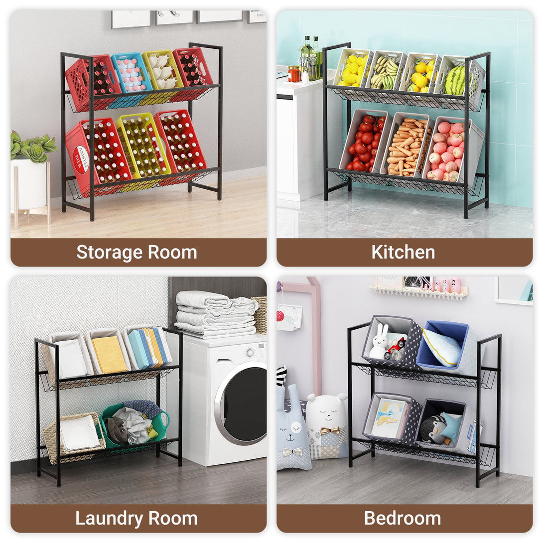 Beverage-Shelf-with-Wire-Mesh-Support-Height-Adjustable-Beverage-Crate-Holder-for-6-8-Crates-Beverage-Crate-Shelf-with-Adjustable-Feet-Beverage-Shelf