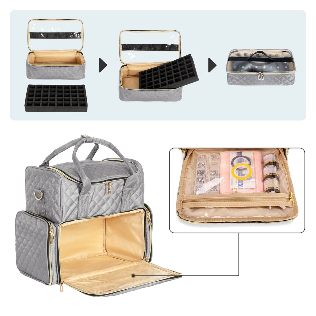 Nail-Polish-Storage-Bag-Gray-Makeup-Bag-with-2-Removable-Nail-Polish-Organizers-Holds-80-Bottles-and-a-Nail-Lamp-Gray