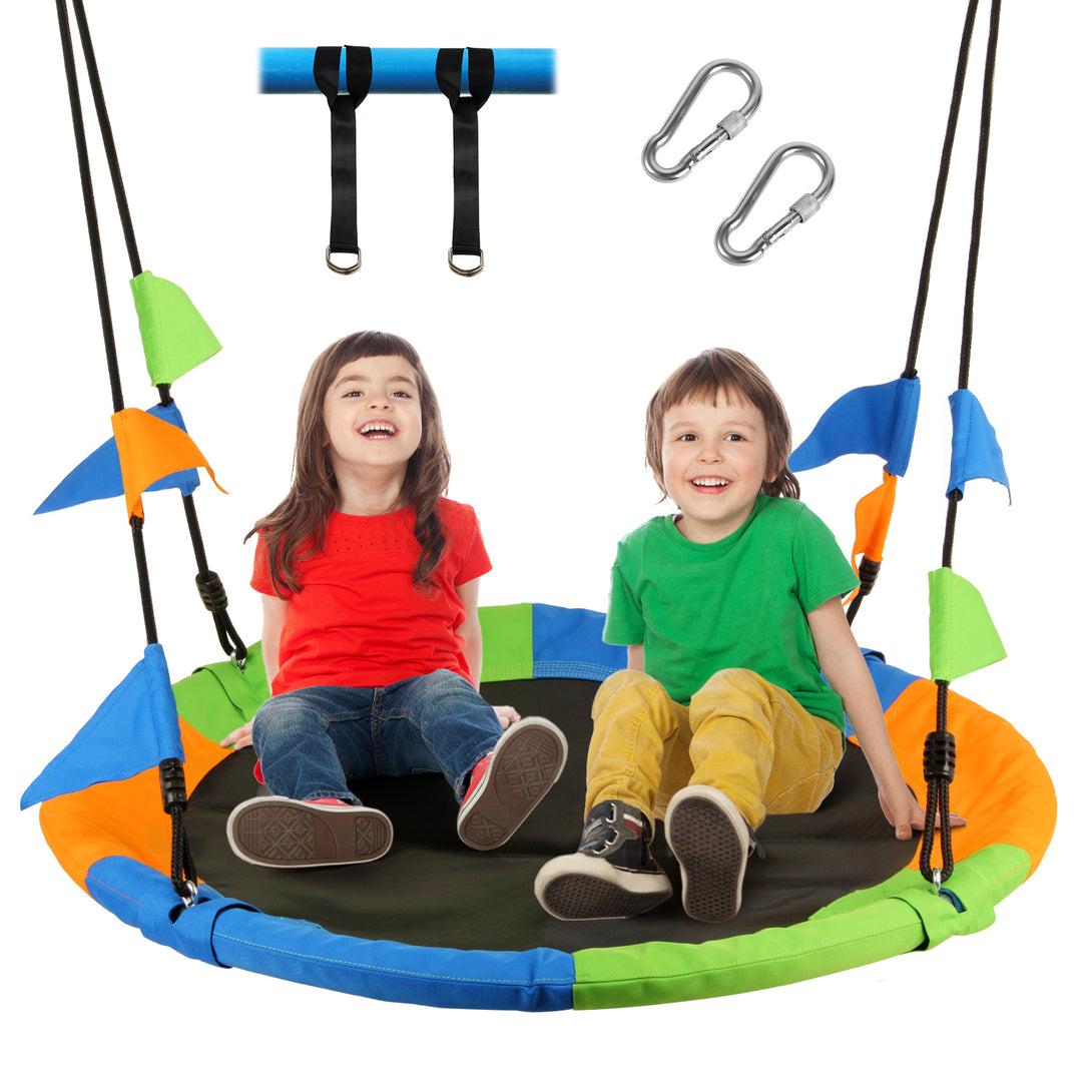 Leogreen-Bird-s-Nest-Swing-120-cm-Maximum-Load-300-kg-Height-Adjustable-from-100-to-180cm-with-Hanging-Straps-Together-for-Children-and-Adults-Multicolored