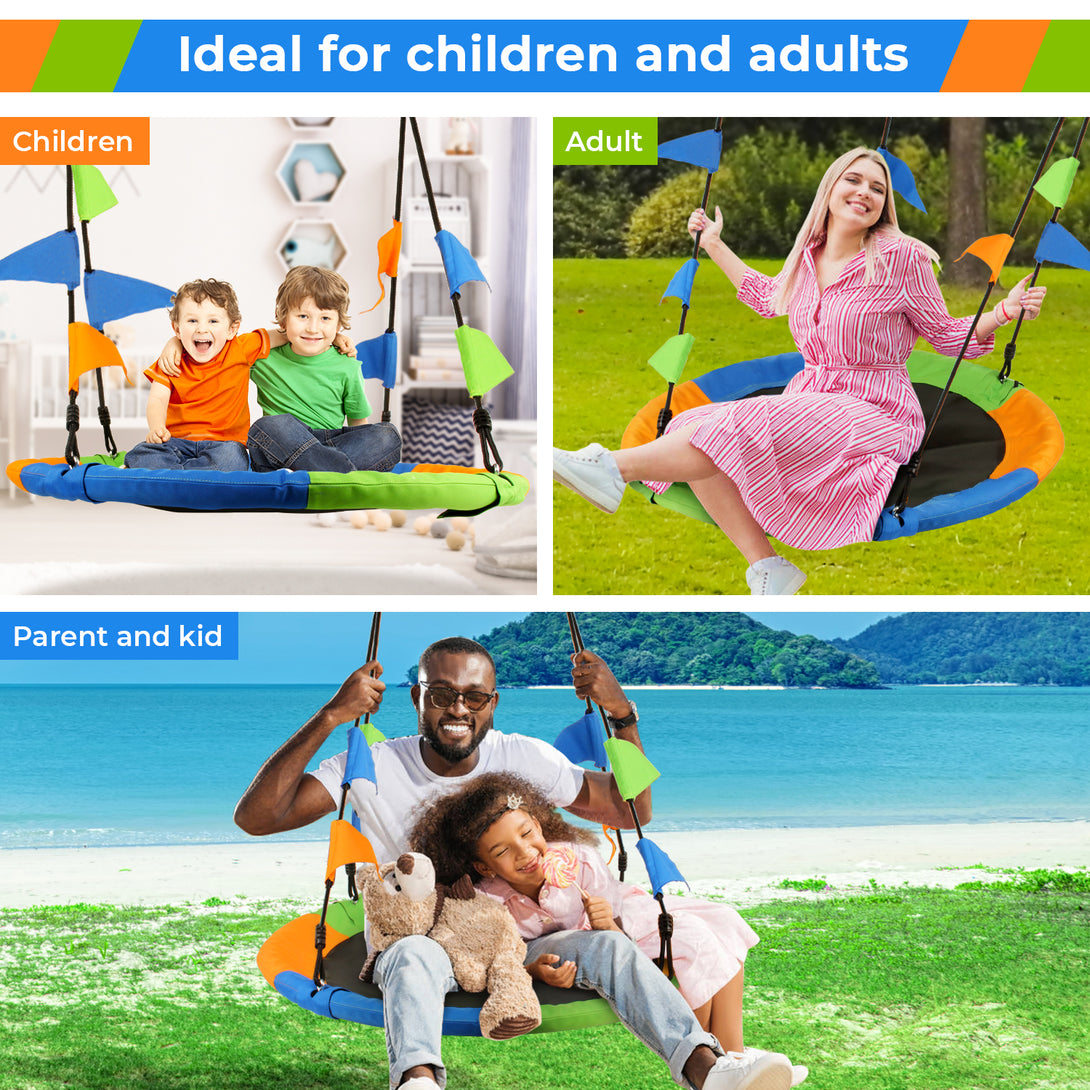 Leogreen-Bird-s-Nest-Swing-120-cm-Maximum-Load-300-kg-Height-Adjustable-from-100-to-180cm-with-Hanging-Straps-Together-for-Children-and-Adults-Multicolored