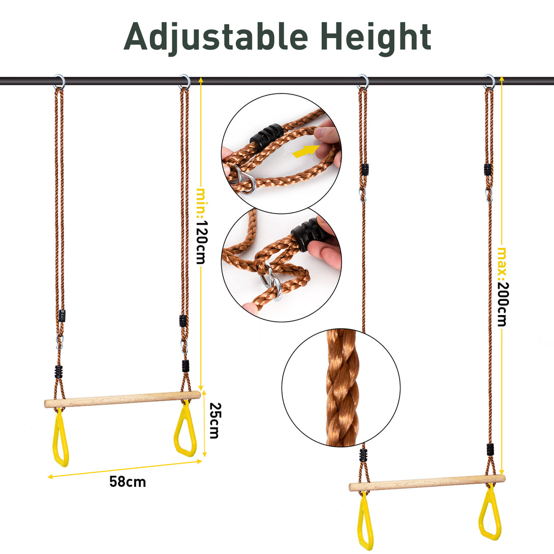 Leogreen-Wooden-Trapeze-Gymnastics-Rings-and-Bar-for-Children-Indoor-Outdoor-Garden-Games-Yellow