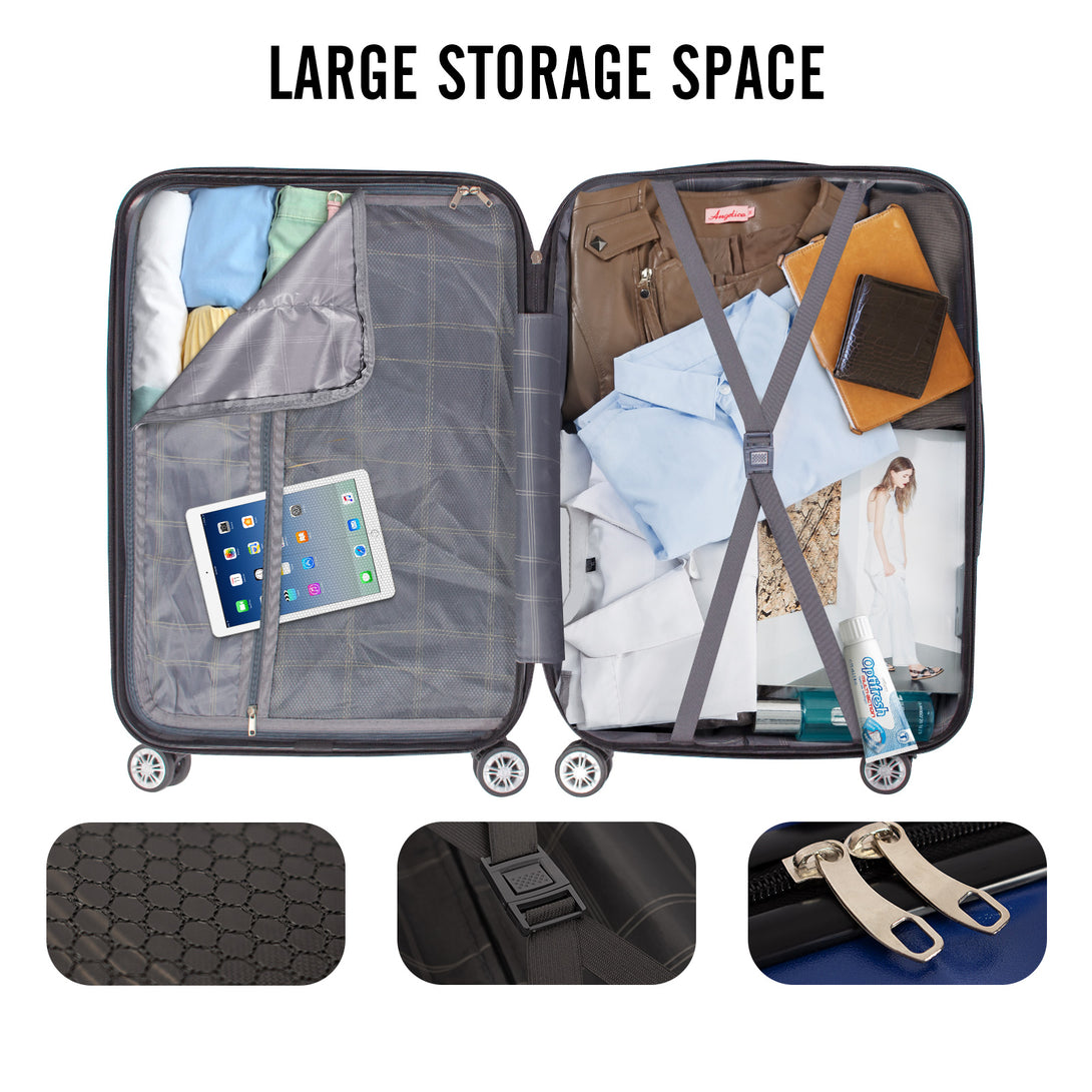 Todeco-Medium-Suitcase-67cm-Rigid-and-Lightweight-ABS-PC-Lightweight-Carry-on-Suitcase-with-Hard-Shell-Travel-Suitcase-with-4-Double-Wheels-67-44-25cm-Dark-Blue