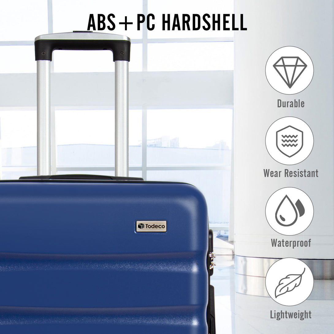 Todeco-Medium-Suitcase-67cm-Rigid-and-Lightweight-ABS-PC-Lightweight-Carry-on-Suitcase-with-Hard-Shell-Travel-Suitcase-with-4-Double-Wheels-67-44-25cm-Dark-Blue