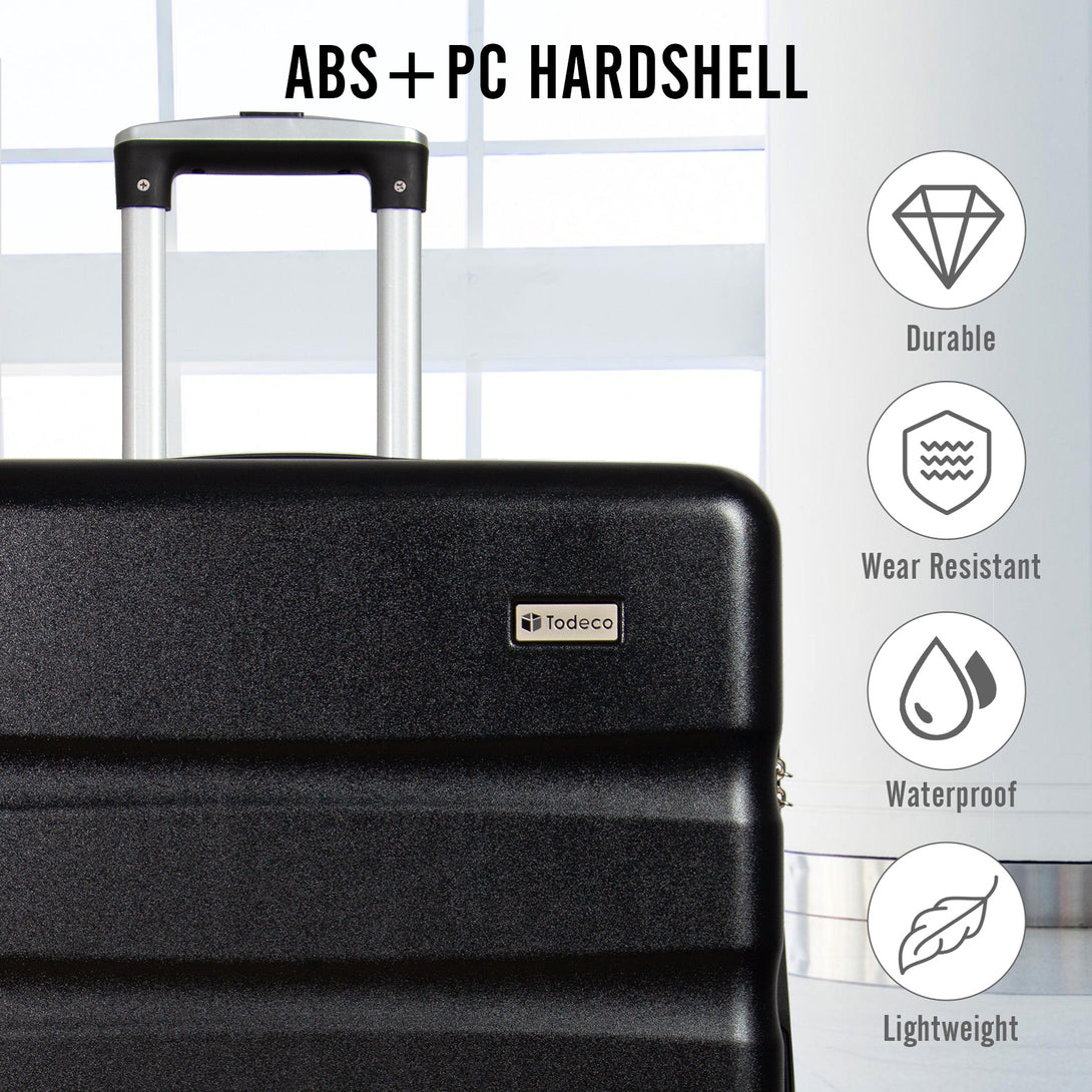 Todeco-Large-Suitcase-78cm-Rigid-and-Lightweight-ABS-PC-Lightweight-Carry-on-Suitcase-with-Hard-Shell-Travel-Suitcase-with-4-Double-Wheels-78-48-28cm-Black