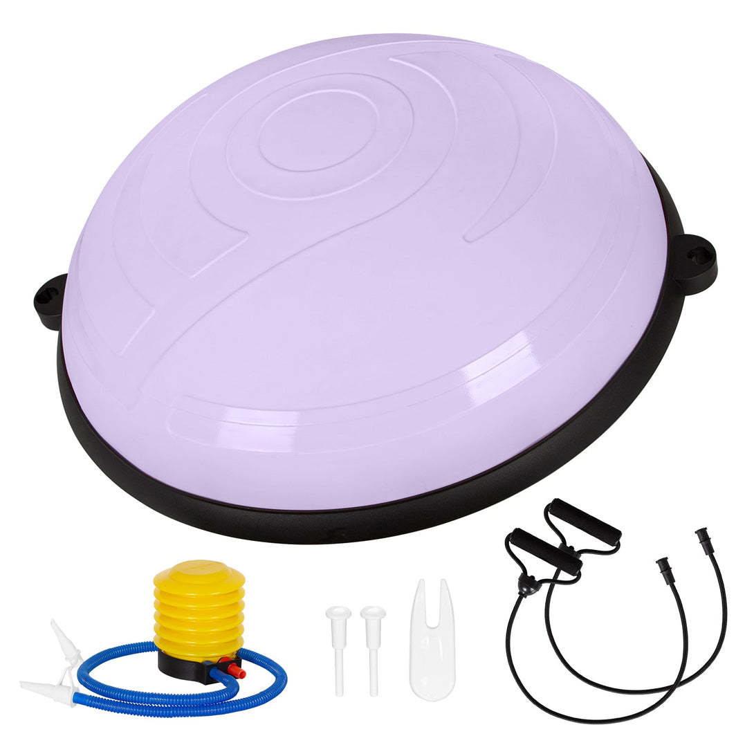 Leogreen Balance Ball for Yoga with Exercise Bands, 58cm Balance Trainer Half Ball for Yoga, Gymnastics Ball Balance Ball with Pump, Maximum Load 200kg