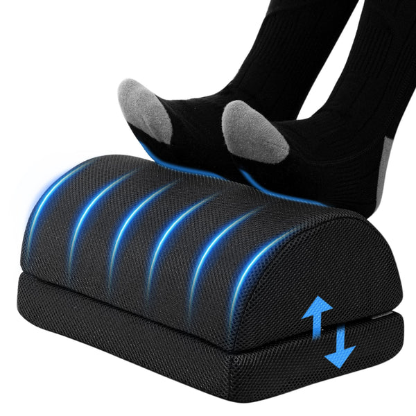 Todeco Office Footrest with 2 Height Options, Ergonomic Footrest, Memory Foam with Non-Slip Bottom, Washable and Breathable Cover for Home Travel (Black)