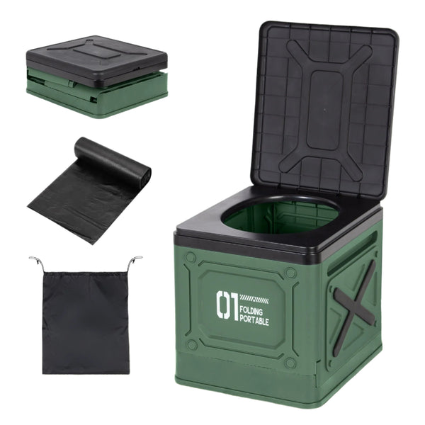 Leogreen Foldable Camping Toilets with Storage Bag and 12 Trash Bags, Portable Car Toilet, Dry Portable Toilet for Adults, Travel Traffic Jams