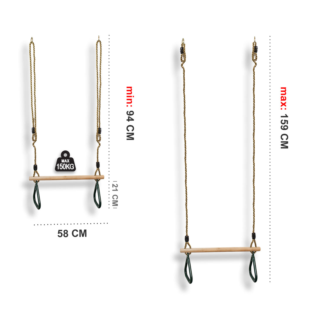 Leogreen-wooden-trapeze-swing-swing-with-gymnastic-rings-green-200-cm-material-plastic-PP-PE-wood