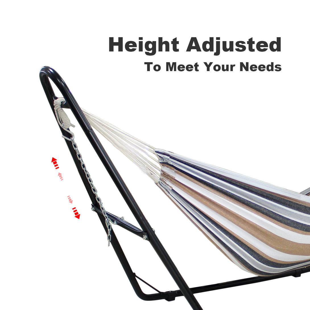 Standing-Hammock-Brown-2-Seater-Hammock-with-Stand-Adjustable-Height-Metal-Hammock-Support-Carrying-Bag-for-Indoor-Outdoor-Garden-Patio-Camping-Beach-Maximum-Load-200kg