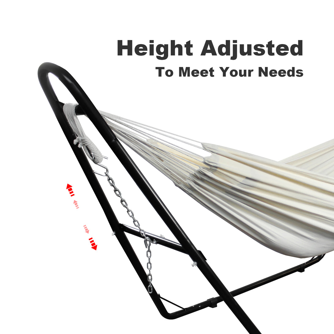 Todeco-Standing-Hammock-Hammock-with-Metal-Stand-Carry-Bag-Adjustable-Height-Hammock-Stand-for-Indoor-Outdoor-Garden-Patio-Camping-Beach-Maximum-Load-200kg-Brown