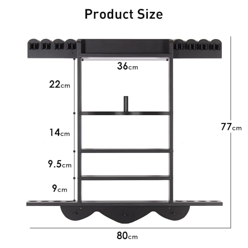 Leogreen Wall-Mounted Billiard Cue Rack for 8 Pool Cues, 18 Billiard Balls, 3 Ball Holders, Pine Wood Billiard Stand with Storage Rack for Clubs, Billiard Rooms, Bar