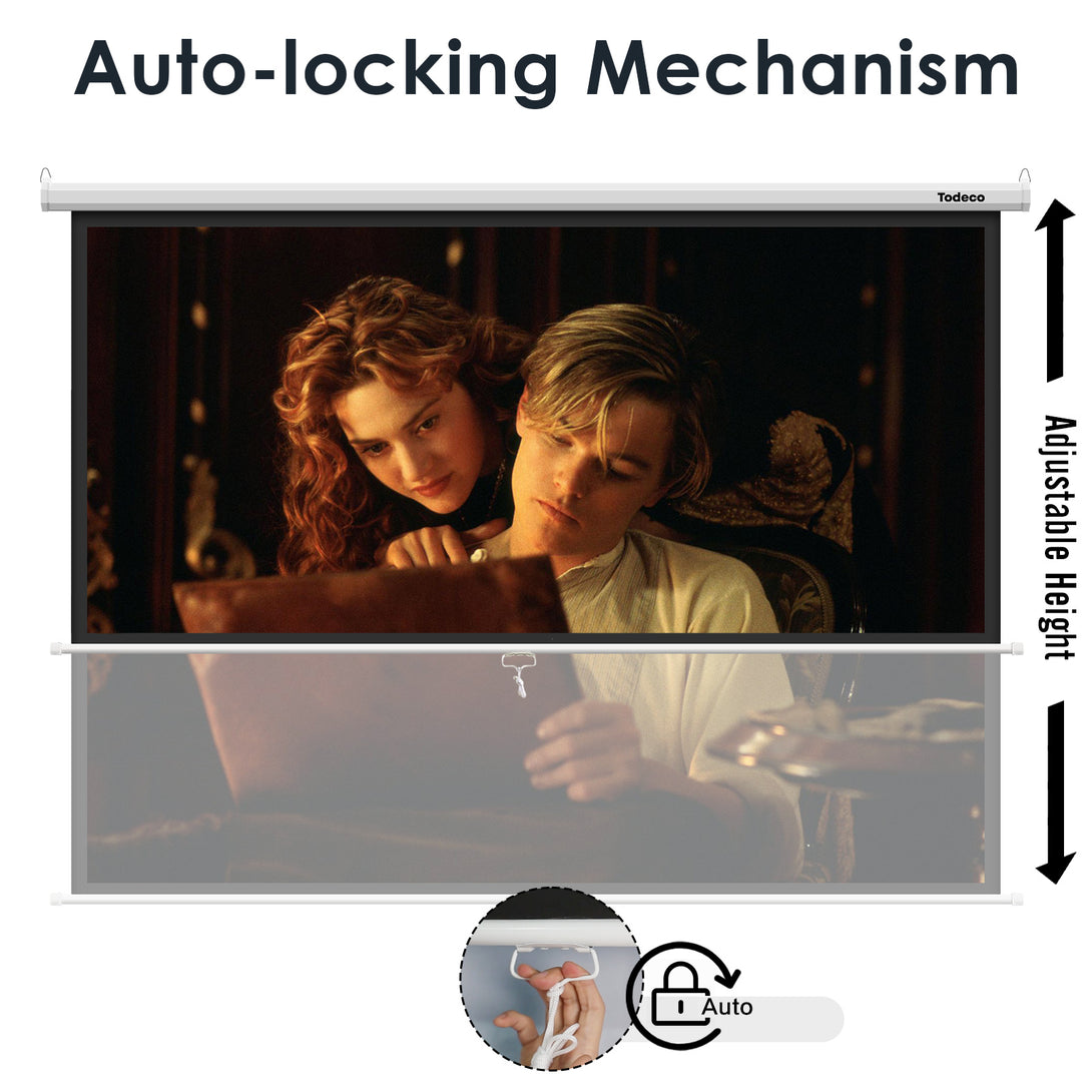 Todeco-90-Inch-Projection-Screen-Manual-Roll-Up-Wall-or-Ceiling-Mounting-for-Home-Cinema-and-Business-137-x-183-cm-4-3-Formats-HD-4K-3D-90-Inch-Projection-Screen-137-x-183-cm