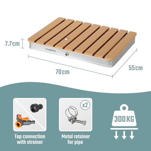 Leogreen Douche de Jardin, Douche Exterieur Piscine, Douche de Camping Portable Jusqu'à 4M de Hauteur de Jet Réglable, Douche de Sauna Résistante Aux Intempéries, Résistant UV,Rectangulaire