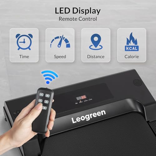 Leogreen 2 in 1 Electric Treadmill, 8km/h Walking Pad, Treadmill with Remote Control and LCD Display, Maximum 90kg, for Home or Office Use