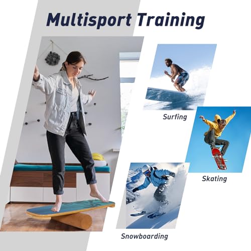 Leogreen-Wooden-Balance-Board-Indoor-Skateboard-Wooden-Balance-Board-Trickboard-and-Balance-Trainer-Ideal-Fitness-Yoga-Surfing