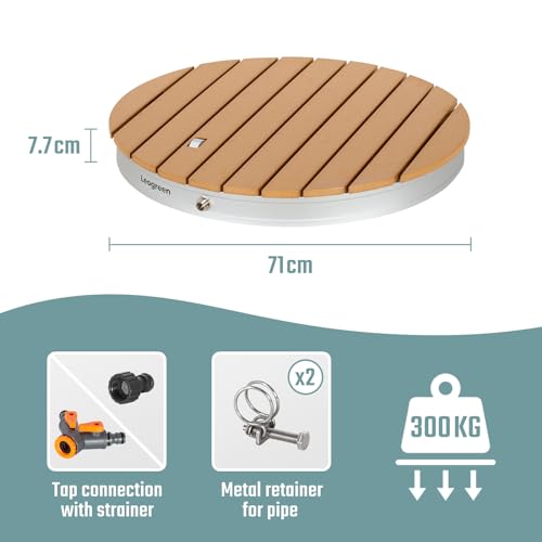 Leogreen Douche de Jardin, Douche Exterieur Piscine, Douche de Camping Portable Jusqu'à 4M de Hauteur de Jet Réglable, Douche de Sauna Résistante Aux Intempéries, Résistant UV, Circulaire