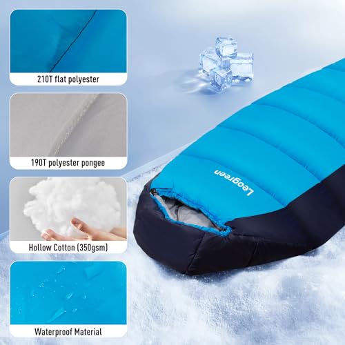 Leogreen-Sleeping-Bag-15-5-for-3-4-Seasons-300GSM-1800g-Ultralight-Mummy-Sleeping-Bag-for-Adults-for-Camping-Hiking-and-Mountaineering-210x80x35cm-Dark-blue