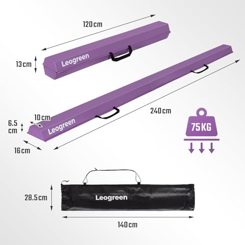 Leogreen Foldable Gymnastics Beam 240cm Purple