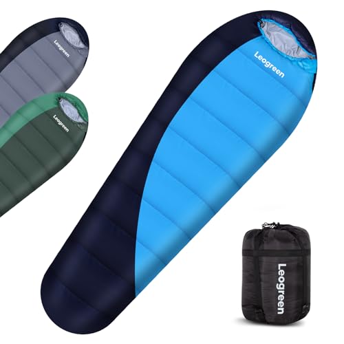 Leogreen-Sleeping-Bag-15-5-for-3-4-Seasons-300GSM-1800g-Ultralight-Mummy-Sleeping-Bag-for-Adults-for-Camping-Hiking-and-Mountaineering-210x80x35cm-Dark-blue