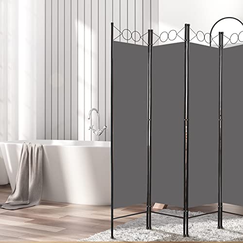Todeco-Interior-Screen-4-Panels-Foldable-Room-Divider-Privacy-Screen-Bedroom-Home-Balcony-Screen-160-x-180-cm-Gray